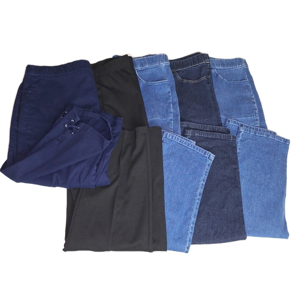 Lot Of 5 Croft & Barrow Women's Pants Stretch Pull On Straight Leg Large Capri